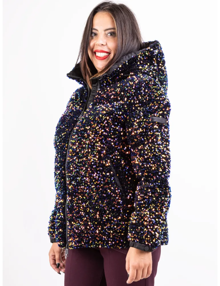 Milestone Multi-coloured sequins padded hood jacket