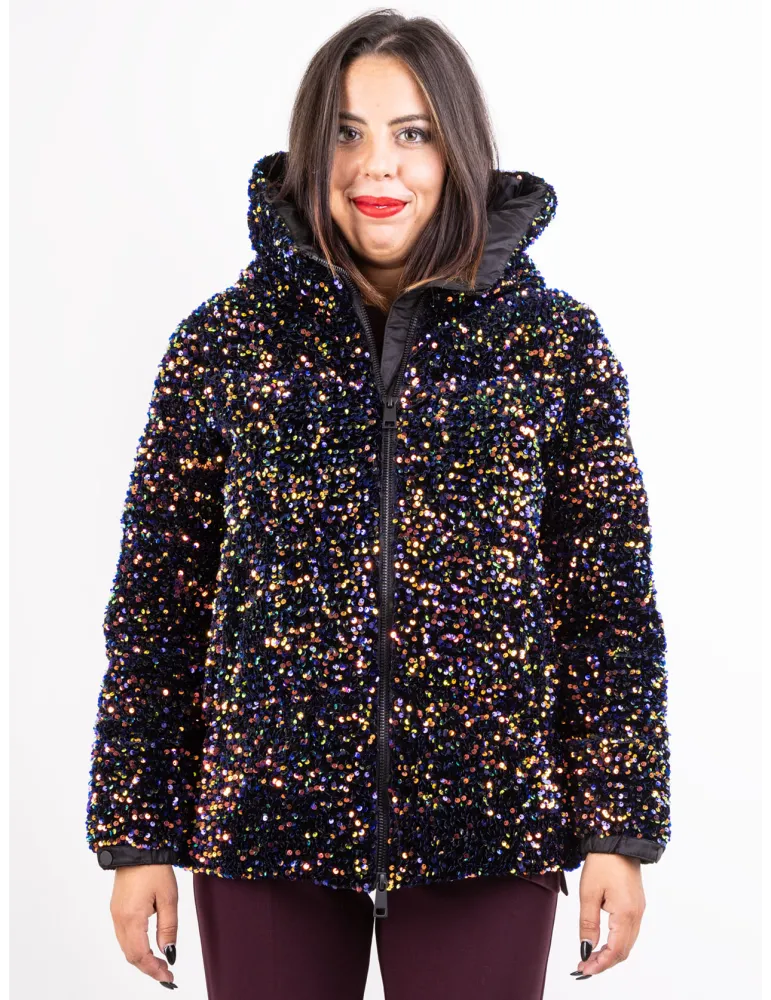 Milestone Multi-coloured sequins padded hood jacket Milestone Multi-coloured sequins padded hood jacket