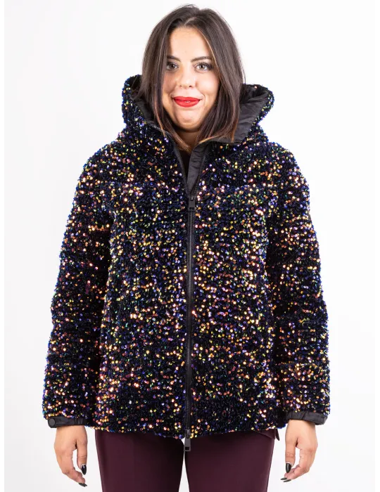 Milestone Multi-coloured sequins padded hooded jacket Milestone Multi-coloured sequins padded hooded jacket