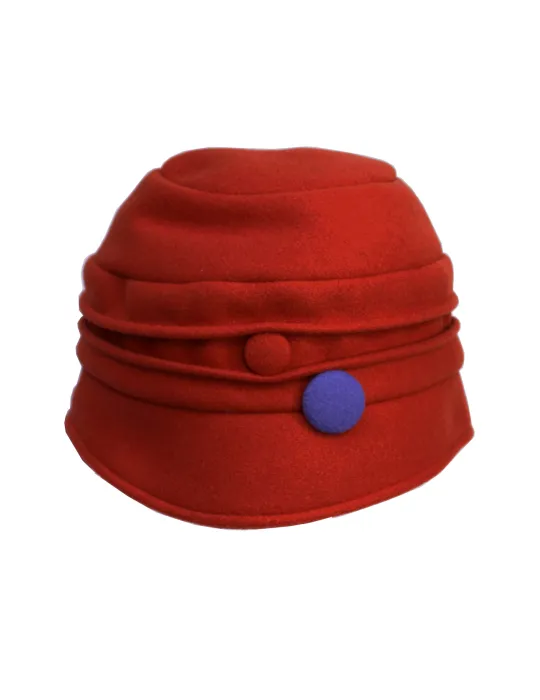 Complit orange and lilac pile bucket cloche hat cap Complit orange and lilac pile bucket cloche hat cap