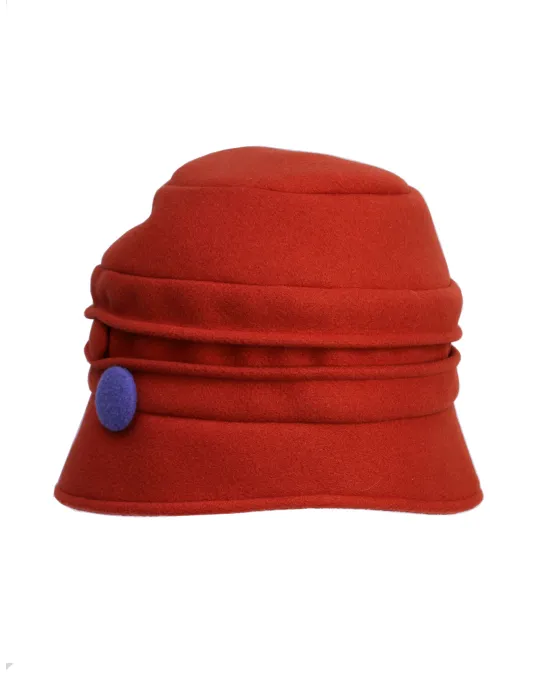 Complit orange and lilac pile bucket cloche hat cap