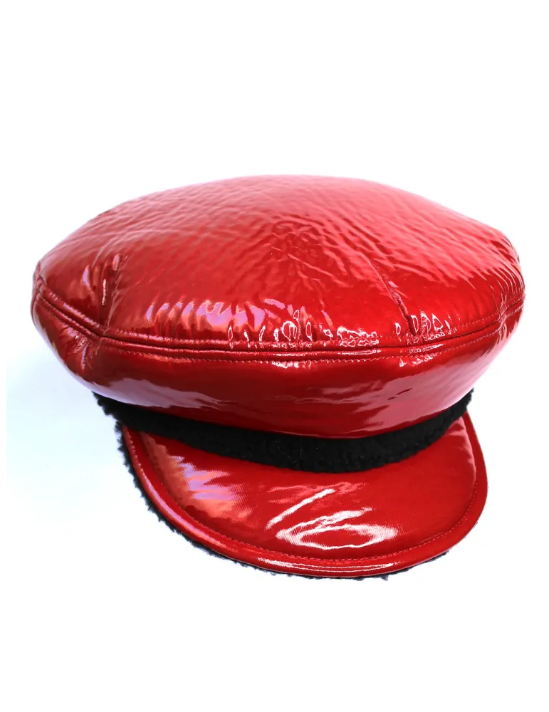 Cappelli donna Complit | Berrettone in eco vernice arancio e nero