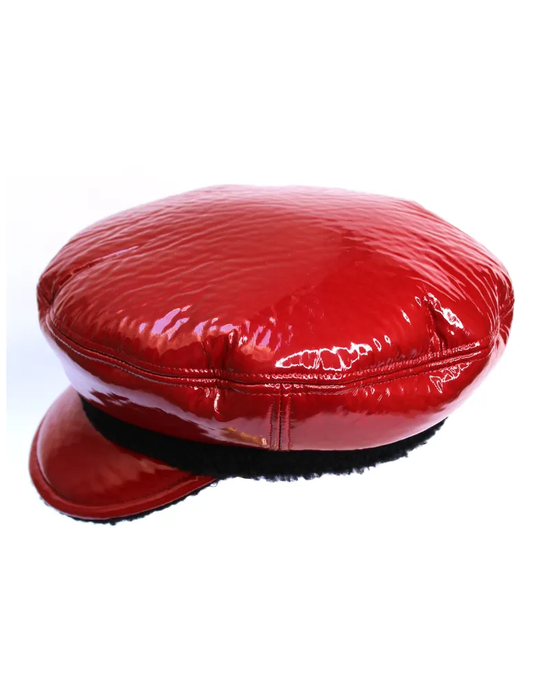 Cappelli donna Complit | Berrettone in eco vernice arancio e nero Cappelli donna Complit | Berrettone in eco vernice arancio e nero