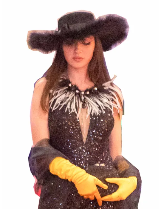 Cappello nero elegante a falda larga con piume | Complit Fashion Hats