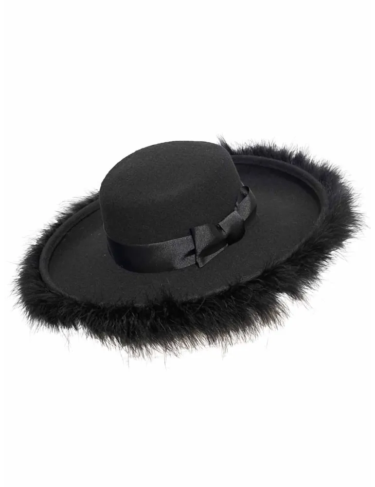 Cappello nero elegante a falda larga con piume | Complit Fashion Hats Cappello nero elegante a falda larga con piume | Complit Fashion Hats