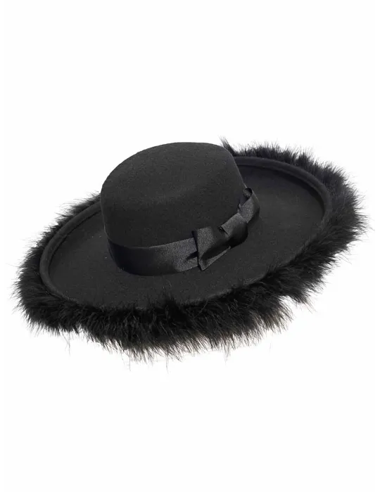 Cappello nero elegante a falda larga con piume | Complit Fashion Hats Cappello nero elegante a falda larga con piume | Complit Fashion Hats