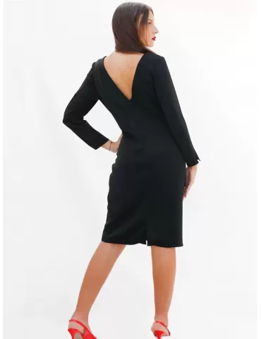 Sonia Pena A/I | Abito tubino nero in cady con V dietro fino alla 52 2