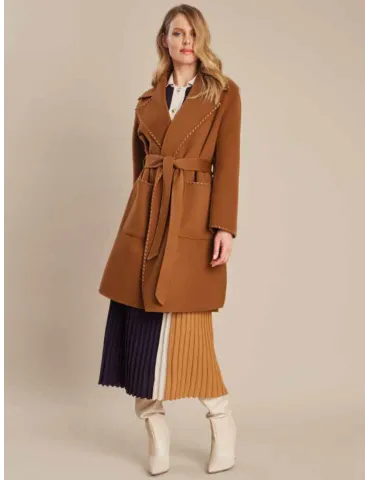 Piero Moretti online | Cappotto vestaglia cammello in lana double
