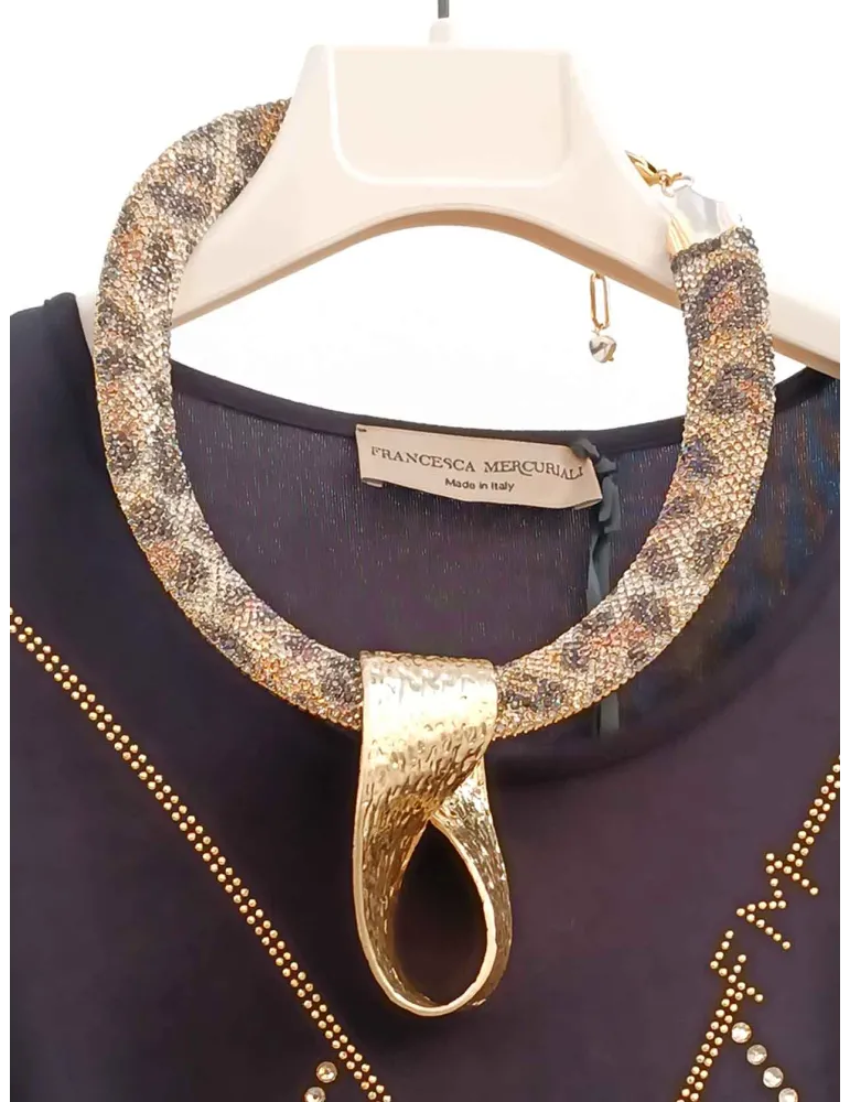 Golden animal spotted handmade short rigid necklace