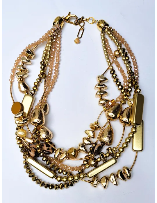 Armònia Bijoux | Collana corta multi filo in oro resine e cristalli Armònia Bijoux | Collana corta multi filo in oro resine e cristalli