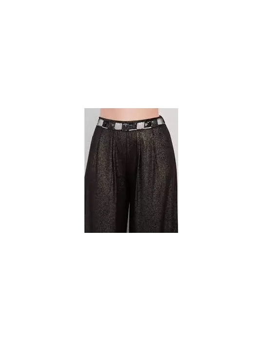 Gonna pantalone largo nero lurex bronzo con paillettes Not is Not