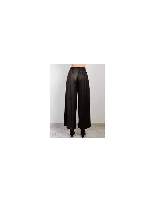 Gonna pantalone largo nero lurex bronzo con paillettes Not is Not