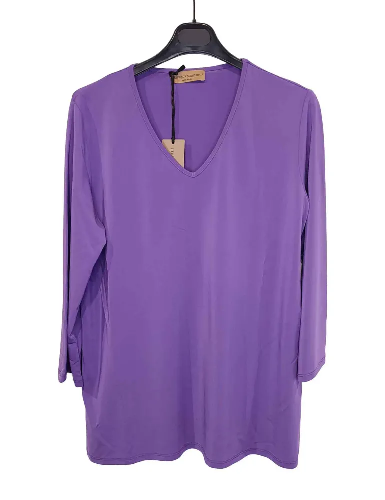 Francesca Mercuriali Italy plain lilac long shirt with splits Francesca Mercuriali Italy plain lilac long shirt with splits