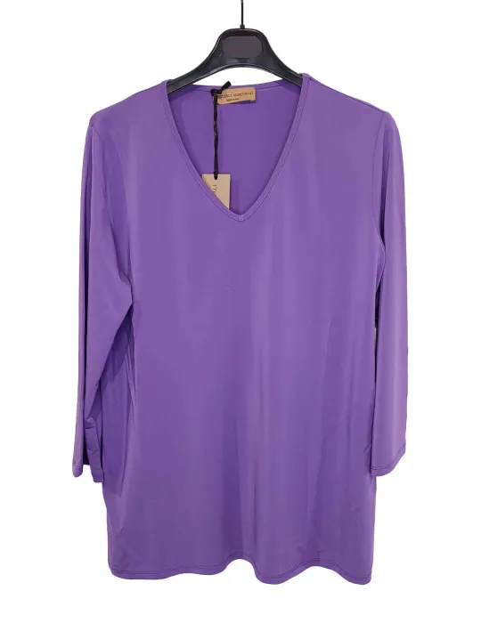 Francesca Mercuriali P/E 2024 | Maglia lilla jersey di viscosa Francesca Mercuriali P/E 2024 | Maglia lilla jersey di viscosa