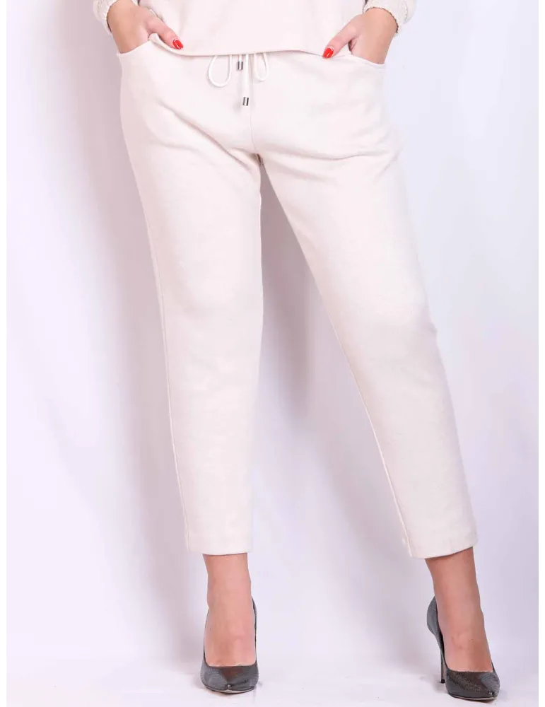 Rubamori Italy | Milky white wide turtle neck blouse of jumpsuit set