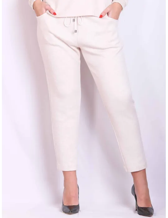Rubamori Milano | Tuta pantaloni e maglia dolcevita bianco con trecce