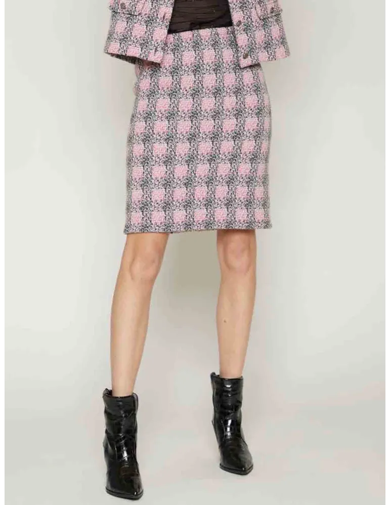 Mercuriali pink and grey plaid pattern jacquard jacket