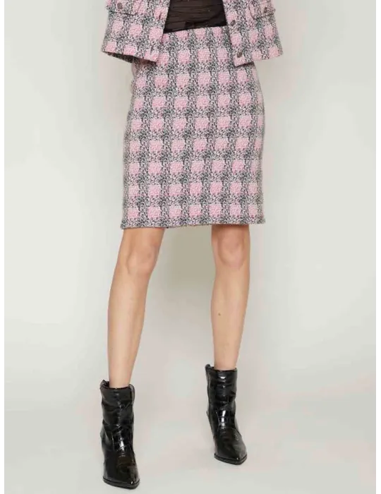 Mercuriali Outlet | Plus size Pink and grey wool jacquard jacket skirt