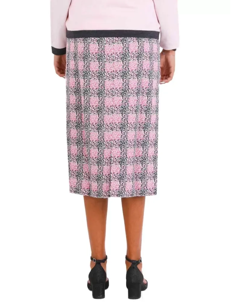 Mercuriali Outlet | Plus size Pink and grey wool jacquard jacket skirt