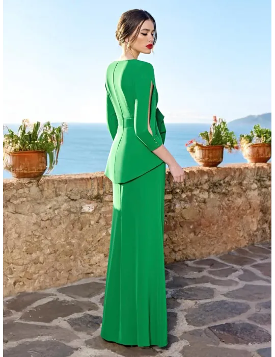 Sonia Pena 1250121 | Abito lungo a sirena verde smeraldo con fiore
