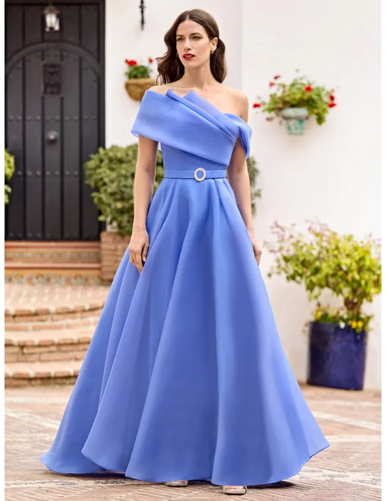 Sonia Pena 2501026 | Blue lilac evening gown silk organza with train Sonia Pena 2501026 | Blue lilac evening gown silk organza with train
