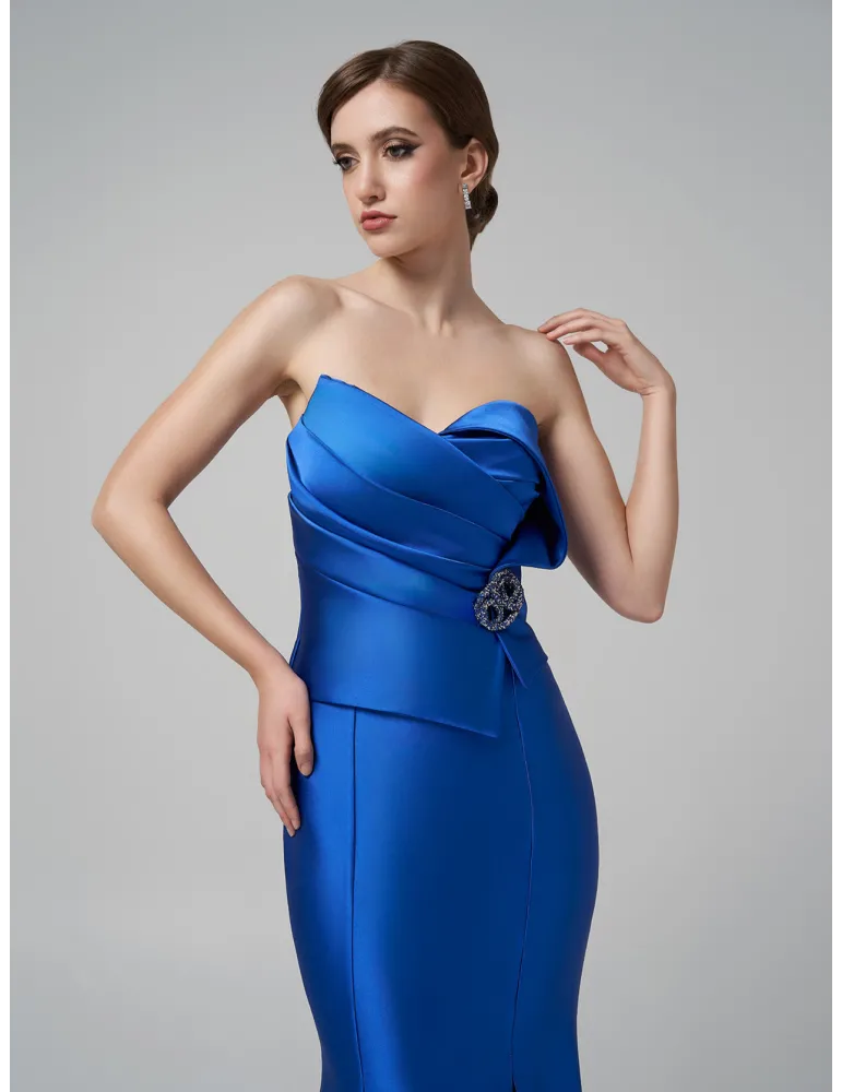 Arnita Mani royal blue mikado silk mermaid gown dress