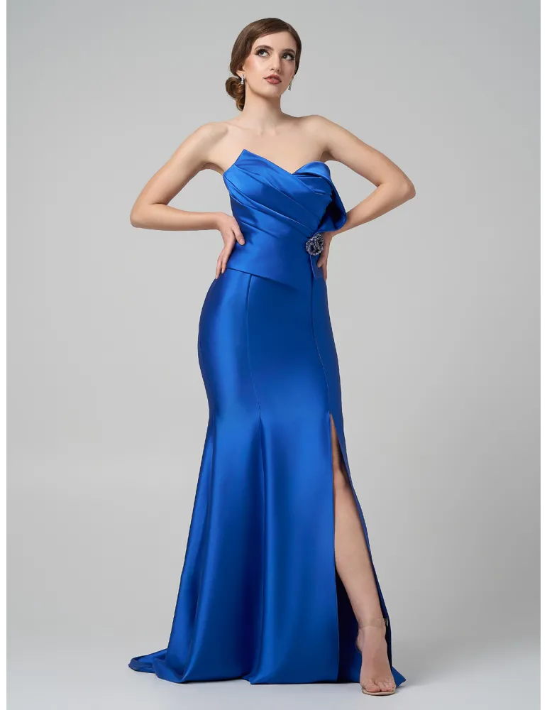 Arnita Mani royal blue mermaid gown dress with side split Arnita Mani royal blue mermaid gown dress with side split