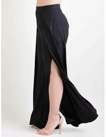 Pantaloni neri eleganti palazzo con spacco davanti |Collezione Casting 2