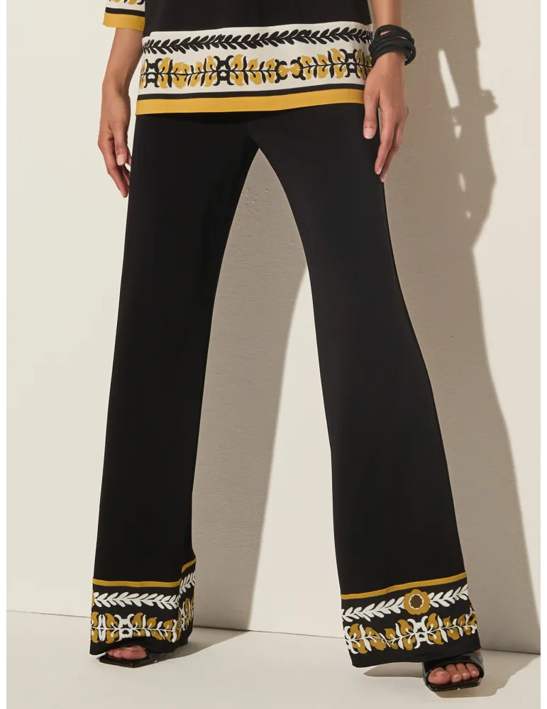 Piero Moretti black palazzo trousers with yellow border | Plus size