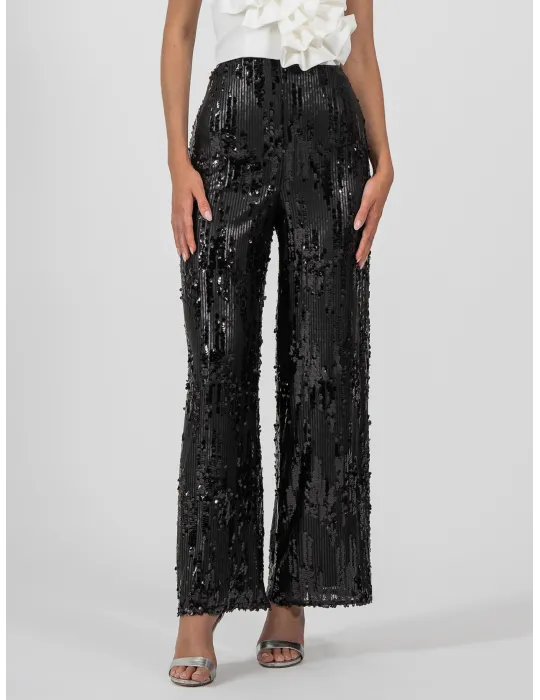 Casting 2025 | Pantaloni palazzo in paillettes nere fino alla 52 Casting 2025 | Pantaloni palazzo in paillettes nere fino alla 52