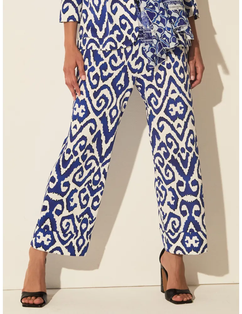 Pantaloni palazzo bianco e azzurro risvolto fino tg 58 | Piero Moretti Pantaloni palazzo bianco e azzurro risvolto fino tg 58 | Piero Moretti