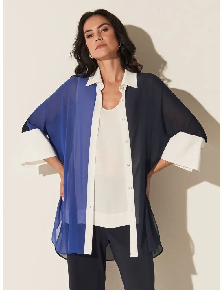 Piero Moretti 2025 | Twinset chiffon bianco e azzurro fino alla taglia 60