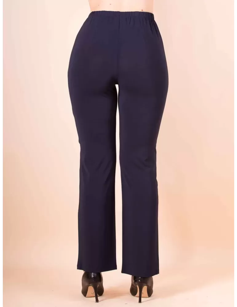 Piero Moretti Luca | Pantaloni blu morbidi vita alta con elastico