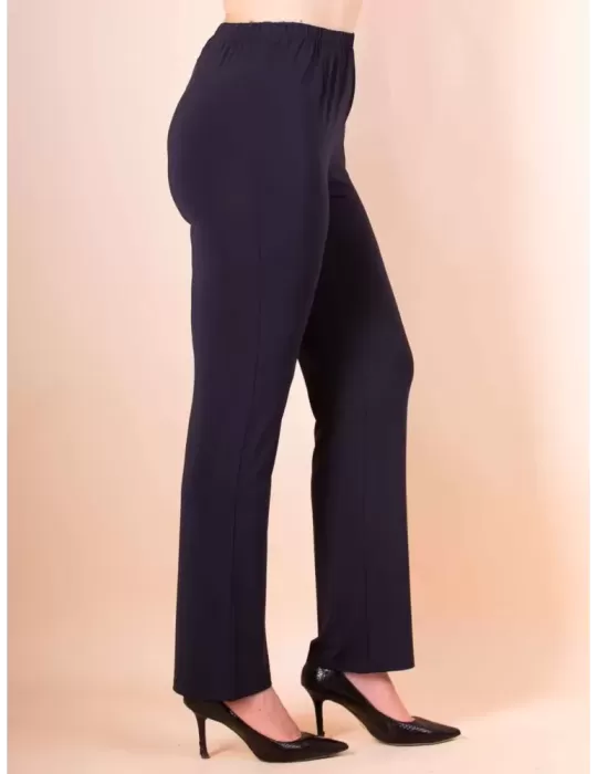 Piero Moretti silk pull-on elegant dark blue cigarette trousers