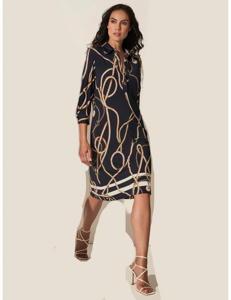 Piero Moretti dark blue and white tunic midi polo dress