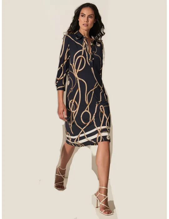 Piero Moretti dark blue and white tunic midi polo dress