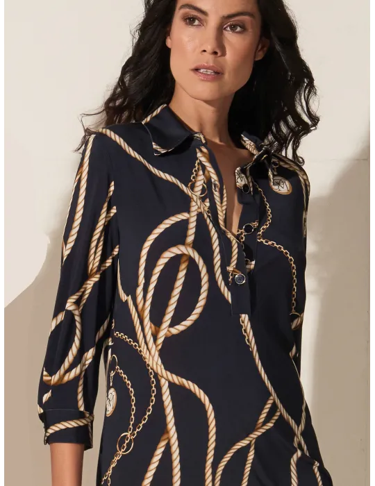 Piero Moretti dark blue and white tunic midi polo dress