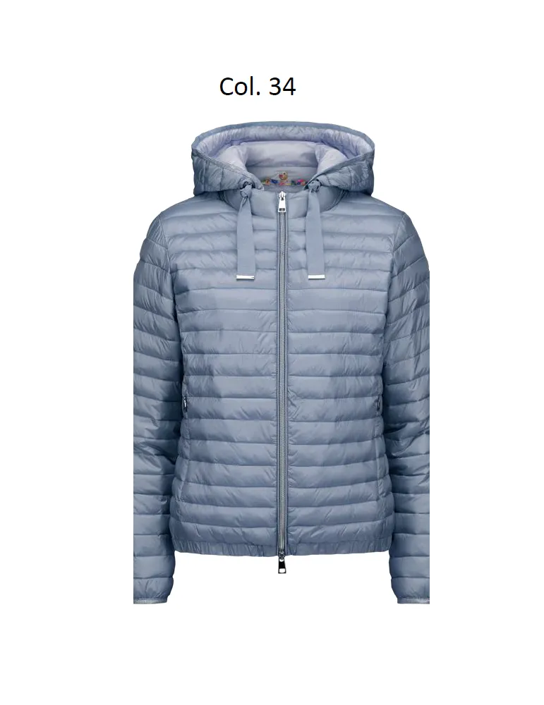 Milestone light blue spring hooded quilted down jacket