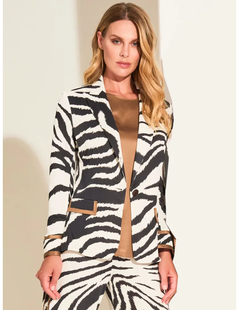 Piero Moretti zebra printed silk jacket and trousers suit