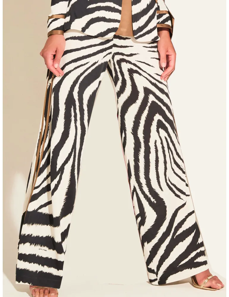 Piero Moretti zebra printed silk jacket and trousers suit