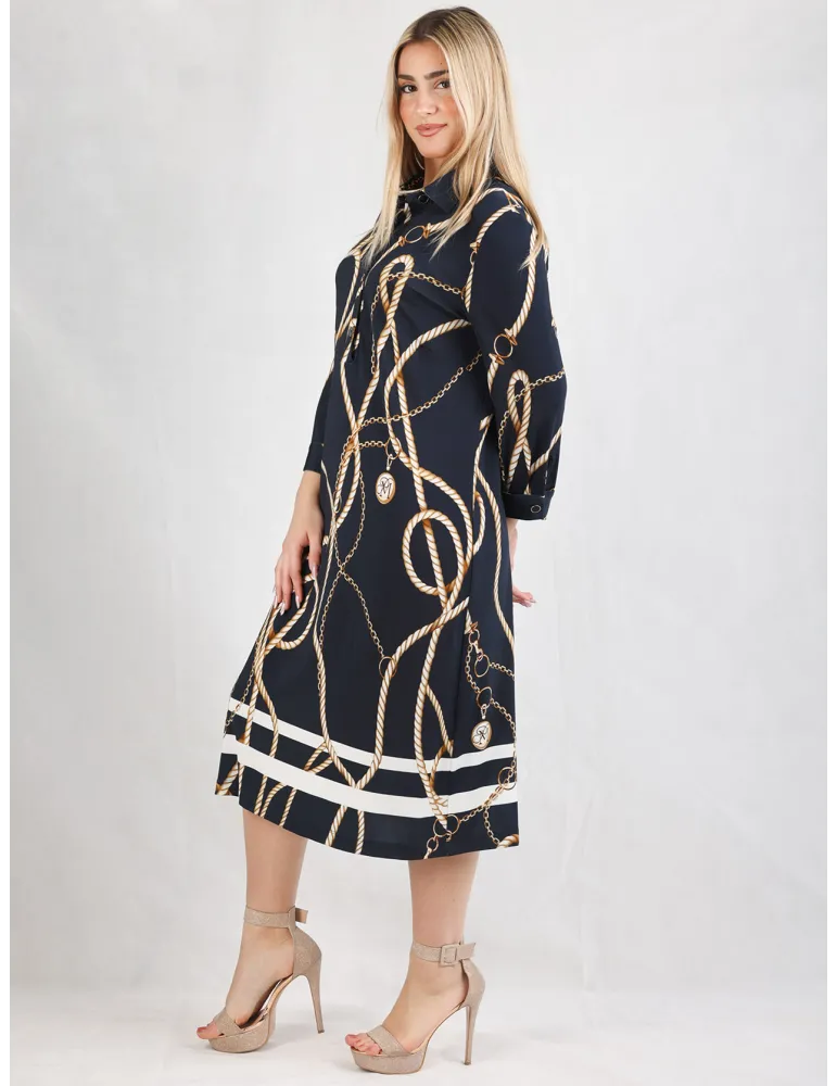 Piero Moretti dark blue white tunic midi polo dress also for plussize