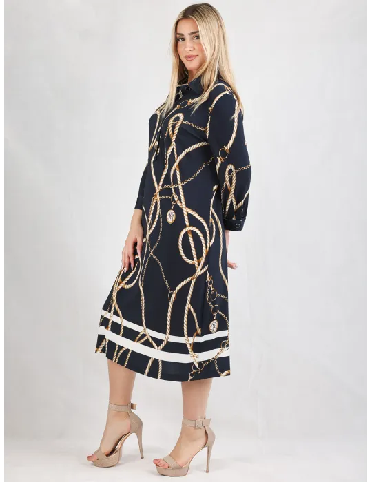 Piero Moretti dark blue and white tunic midi polo dress