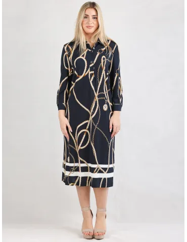 Piero Moretti dark blue and white tunic midi polo dress