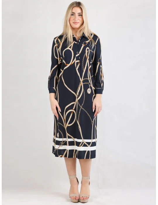 Piero Moretti dark blue and white tunic midi polo dress Piero Moretti dark blue and white tunic midi polo dress