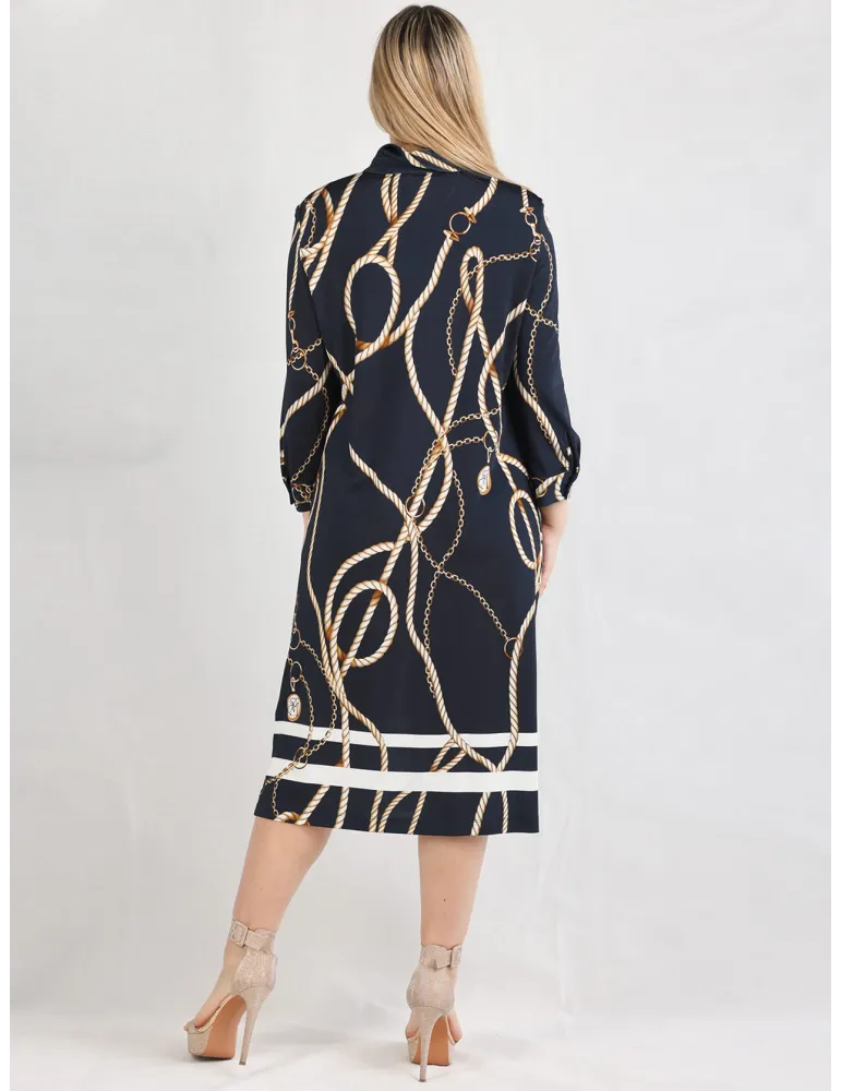 Piero Moretti dark blue and white tunic midi polo dress