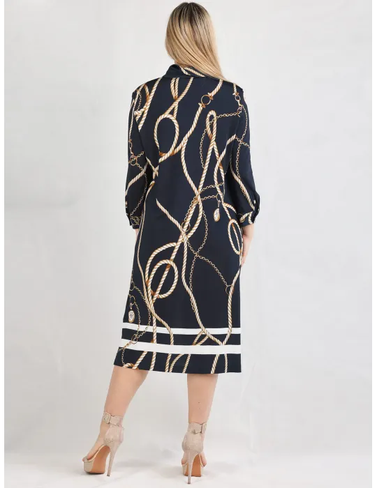 Piero Moretti dark blue white tunic midi polo dress also for plussize