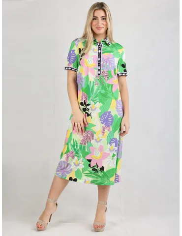 Piero Moretti light colours printed sheath dress polo neck