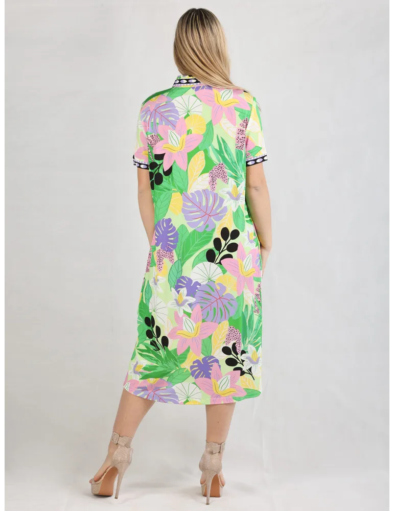 Piero Moretti Italian fashion | Light printed sheath dress polo neck