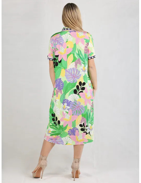 Piero Moretti Italian fashion | Light printed sheath dress polo neck