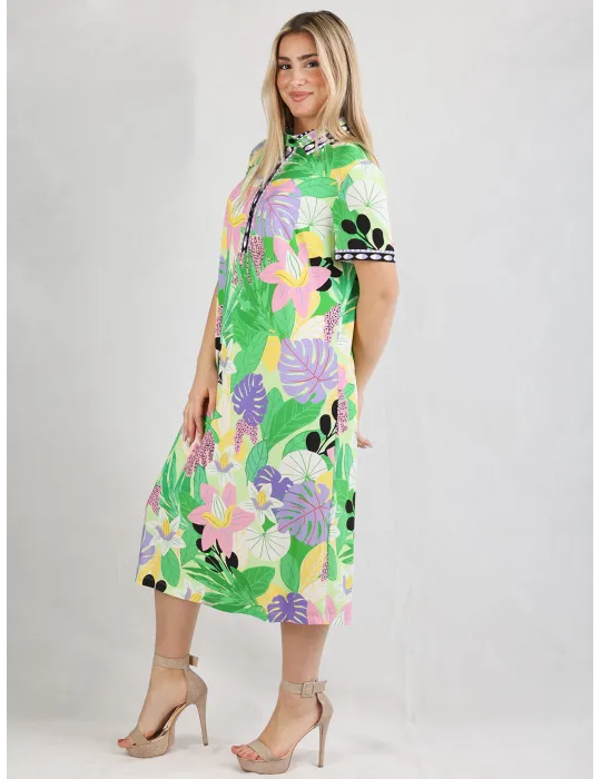 Piero Moretti Italian fashion | Light printed sheath dress polo neck